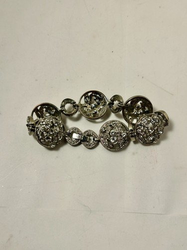 Vintage Silver-Tone Rhinestone Bracelet – Art Deco Style