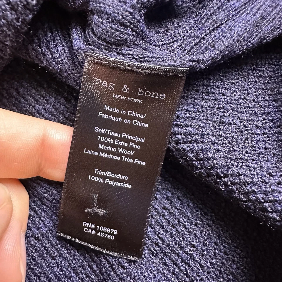 Rag & Bone New York Sweater Men L Blue Merino Wool Heathered Henley - Image 4 of 4