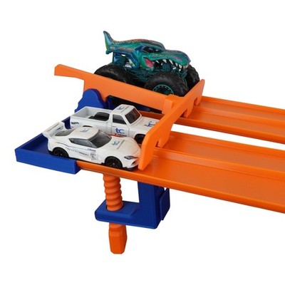 Monster Truck Track Clamp with 4 Lane Start Gate (Track compact, Blue/Orange 
