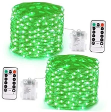  2 Pack Green Fairy Lights Battery Operated, Total 200 LED 66ft Twinkle String 