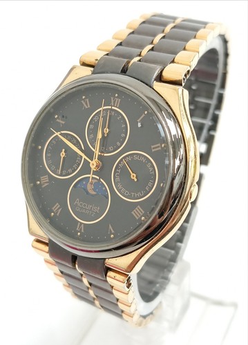 Funktionierende Accurist 288288 Mondphase Chronograph Quarz Armbanduhr gold schwarzfarben