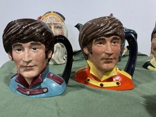 Royal Doulton Beatles Character Jugs Set 5 , 2- John, 1-Paul,1- George,&1-Ringo