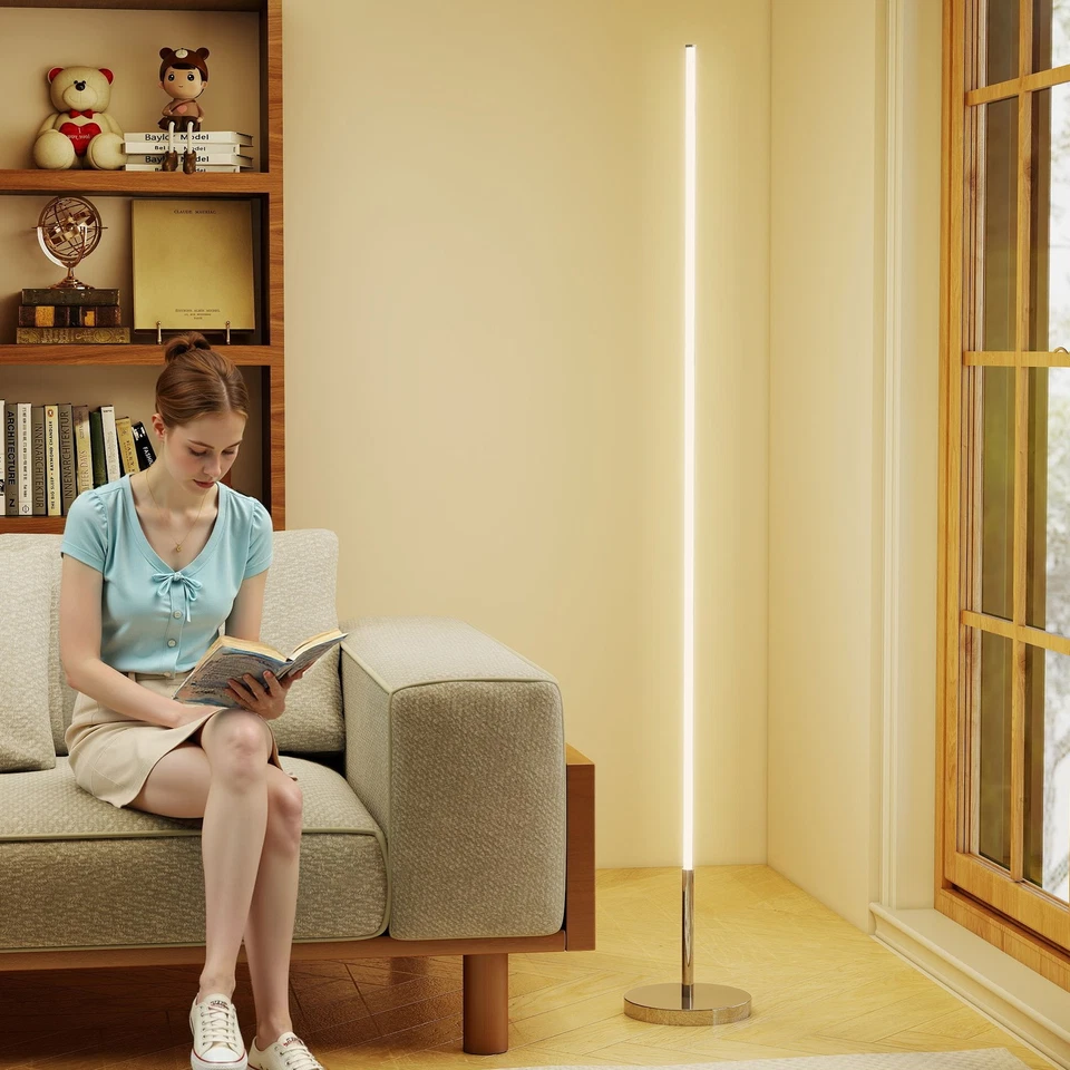 HOMCOM Lampada da Terra LED Regolabile con Telecomando Alta 150cm Argento - Immagine 2 di 4