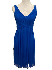 David's Bridal Formal Dress, SZ 4, Blue, back drape, zip, lined