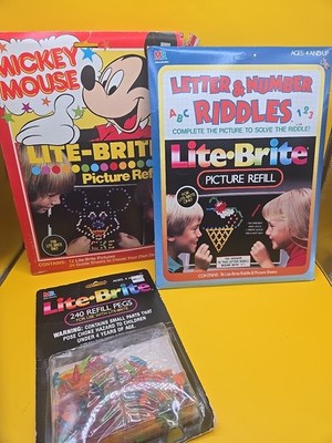 Vintage Hasbro Lite Brite Classic 240 Refill Pegs Plus Refills