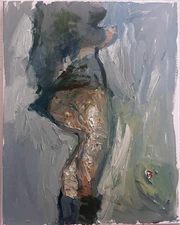 Gothic Figure Woman Oil Painting 16"x20" Canvas Original Signed Cubist