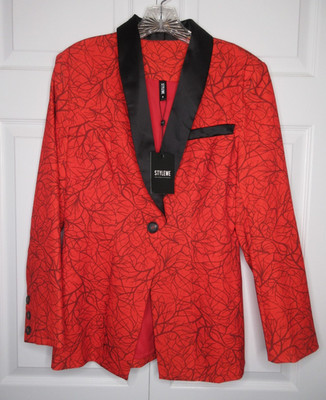 Stylewe Women's MED. Red / Black Long Sleeved Tux Style Jacket, Lined NWT