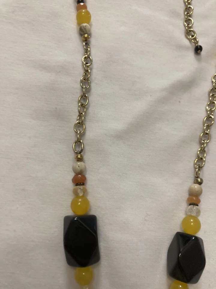 Collar de cadena/anillo de oro piedra multicolor grueso Barse Foto 2 de 4