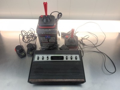 Atari 2600 Black Vader Console With Slik Stick Joysticks And Power/Coax - TESTED