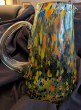 Mexican Hand Blown Confetti Glass Pitcher  84 Oz (9 1/2 in tall)