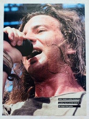 PEARL JAM~EDDIE VEDDER LIVE~ORIG 1992 POSTER~FULL PAGE MAGAZINE
