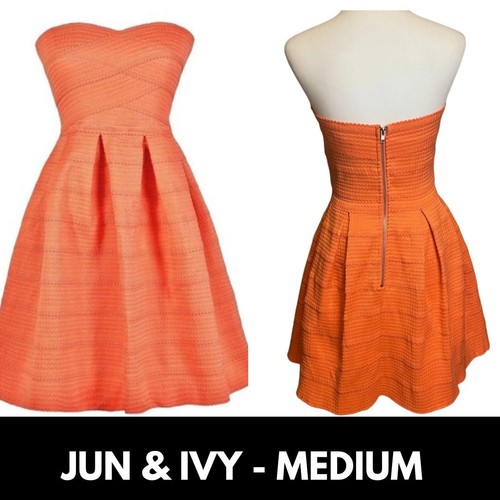 Jun & Ivy Orange Strapless bandage retro Mini Dress Medium Date Night Cocktail - Picture 1 of 11