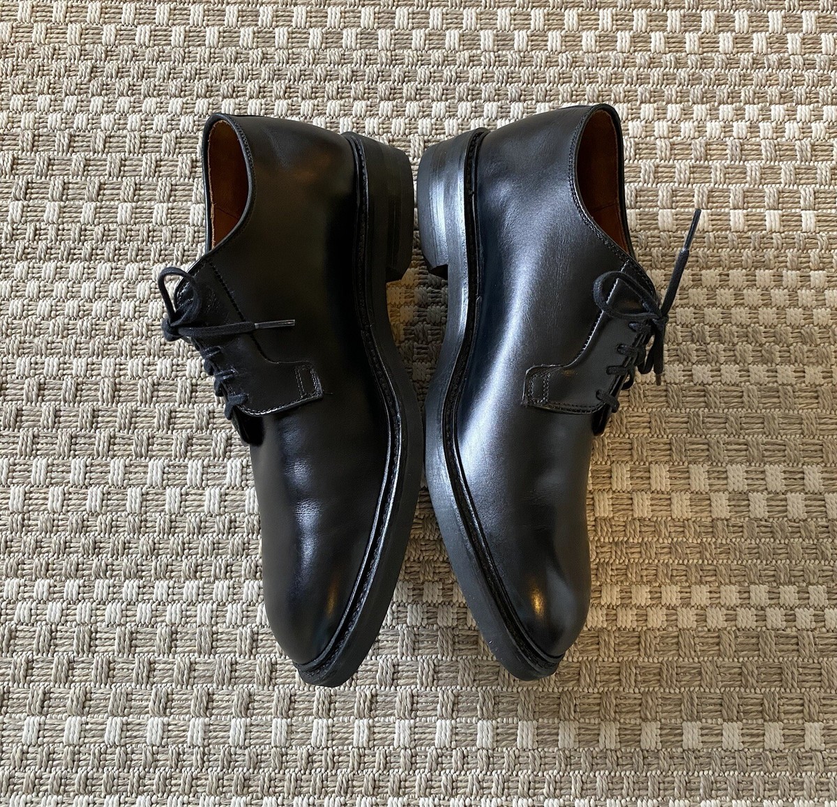 ALLEN EDMONDS Drake 12 3E Wide Black Leather Derby Oxfords Lace-up