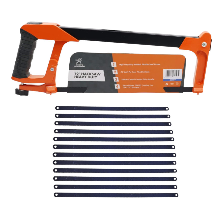 12" 300mm HD DURABLE PROFESSIONAL HACKSAW + 12 BLADES HACK SAW 24TPI
