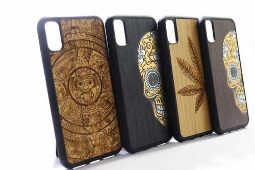 Mexican Wood Mobile Phone iPhone Case X Xs Max 8 Plus Sugar Skull Aztec Calendar - Picture 2 of 7