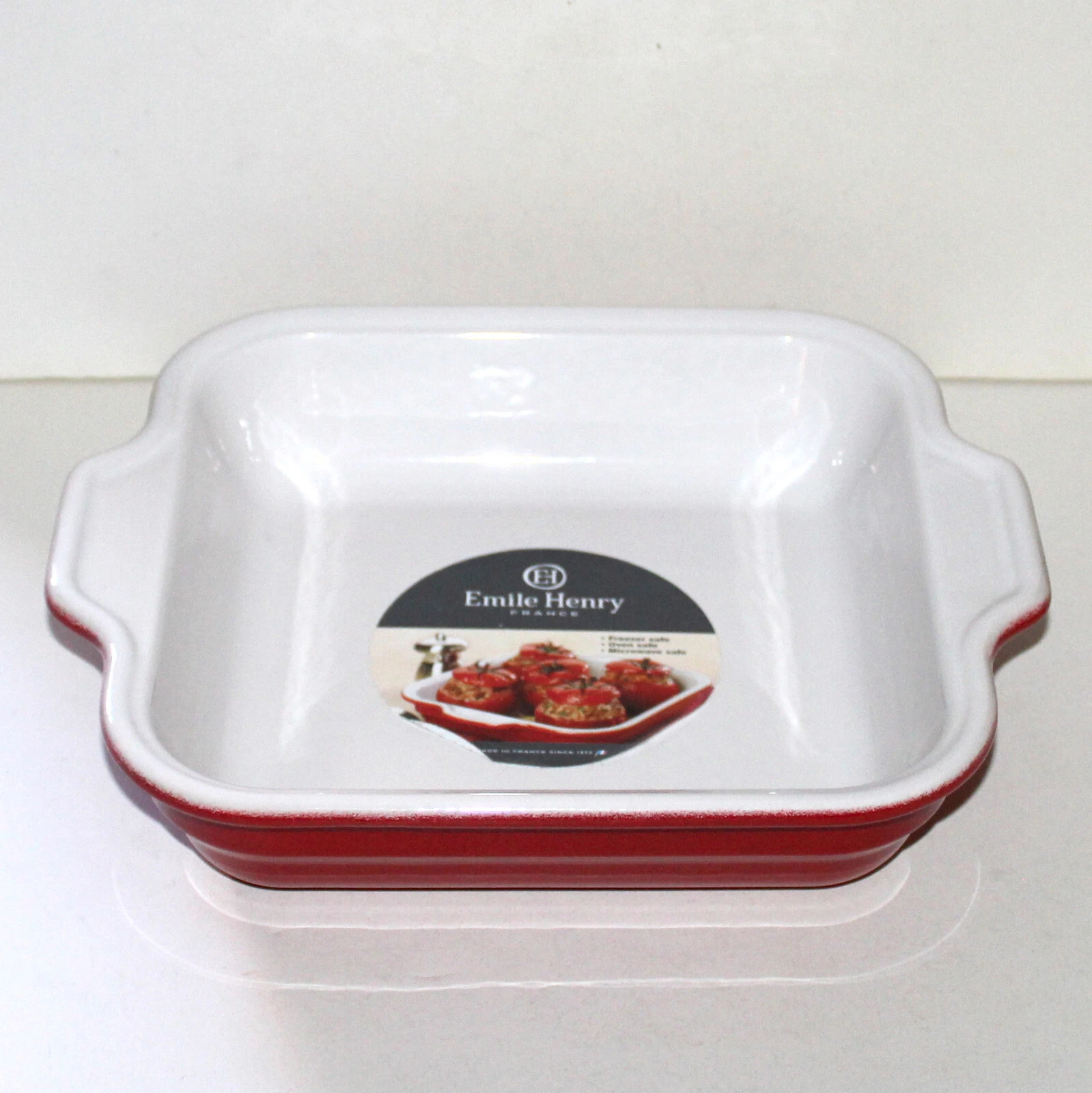 Emile Henry Baker 10.6” x 9” square Red France baking pan dish casserole 20.15