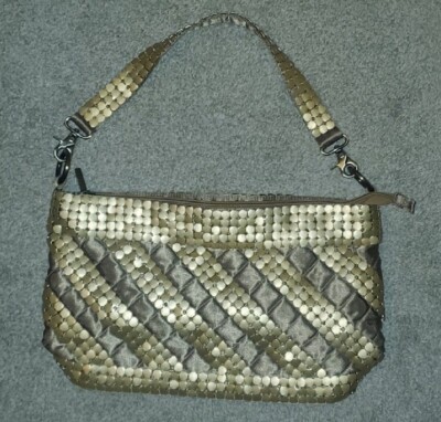 SHIH STEPHANIE LIN HANDBAG TOTE & BELT BROWN METALLIC METAL LARGE EXC!!