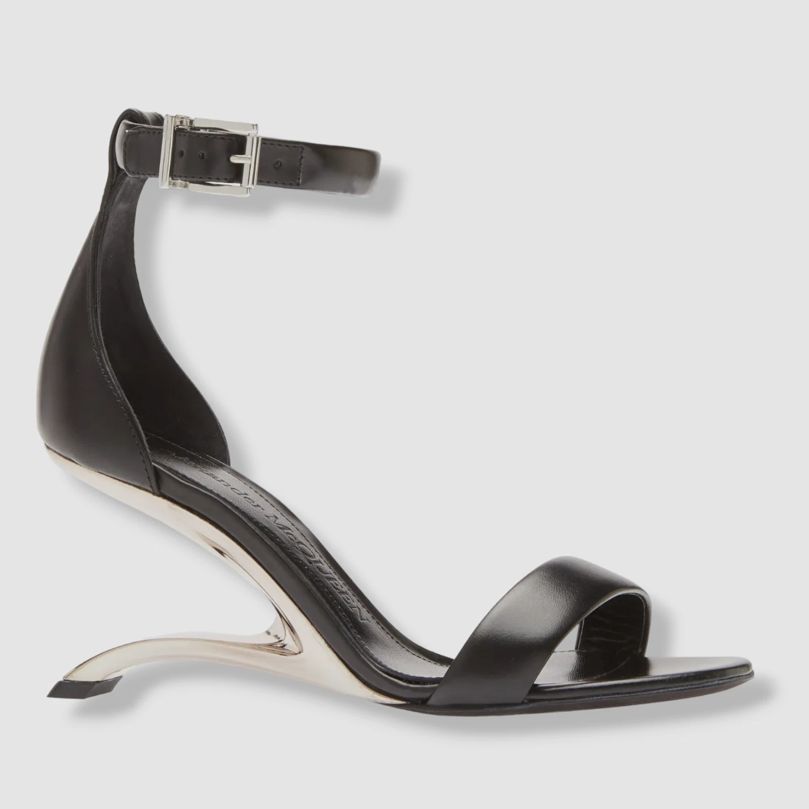 $1190 Alexander McQueen donna pelle nera tacco nudo EU 38 5 US 8 5