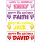 2 Personalised Happy Birthday Banners Custom Print Party Decor Name Banner