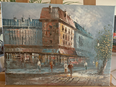 Paris Straßenszene Expressionismus handgemalt in Öl auf Leinwand Gemälde