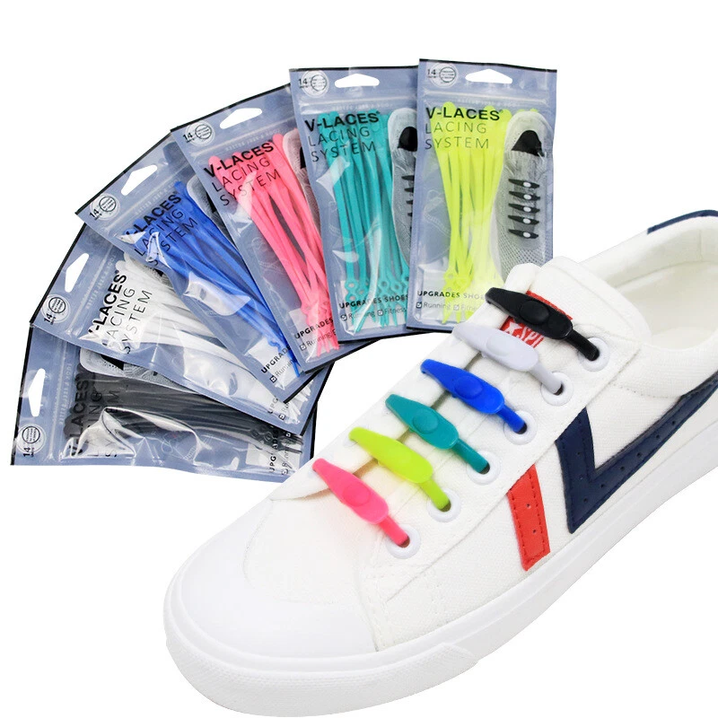 14PCS Lazy No Tie Elastic Silicone Shoe Laces Replace Shoelaces Loop Lock Adult