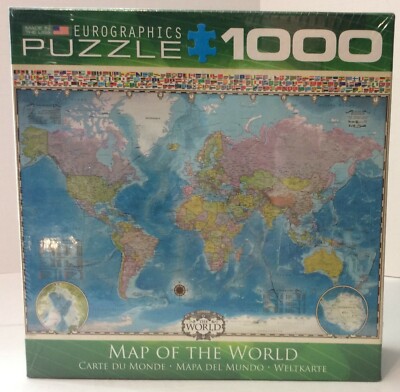 Eurographics 1000 Piece Jigsaw Puzzle Map of the World - Size 19-1/4'' x 26-5/8''