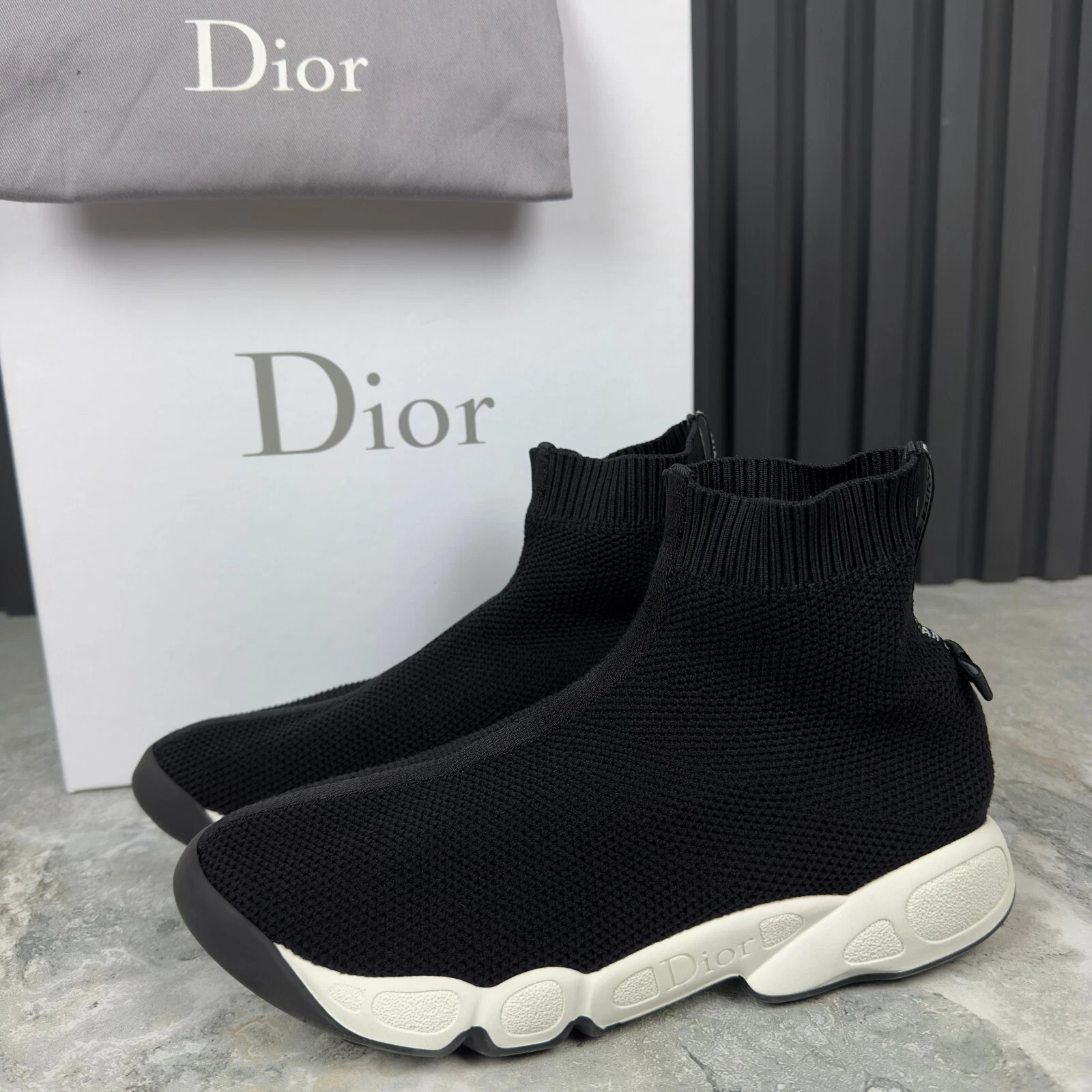 Baskets chaussettes en tricot Christian Dior Fusion en maille noire 38,5 OS ou 8,5 US ou 5,5 UK