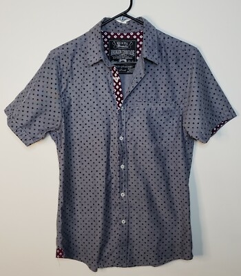 Broken Threads Short Sleeve Button Down Pocket Shirt Mens Small Gray 0188