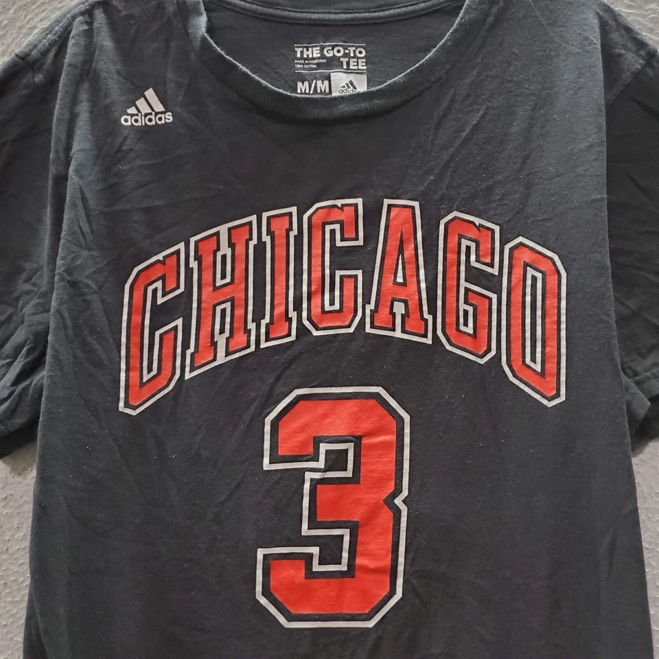 Camiseta Chicago Bull Hombre Mediana Negra Dwyane Wade 3 Adidas Camiseta Manga Corta Foto 2 de 4