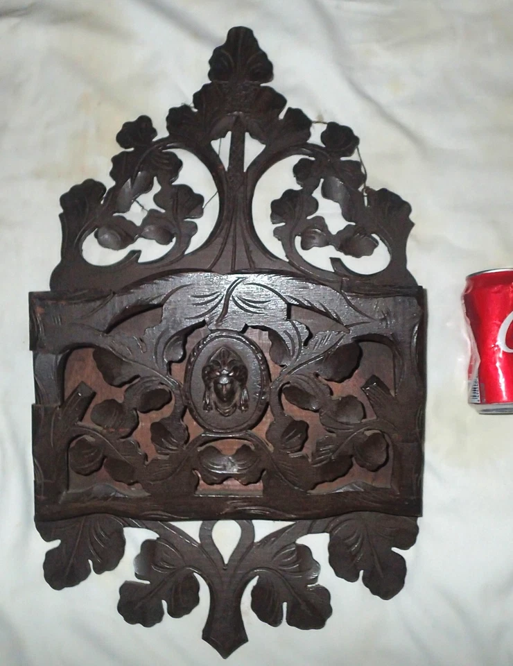 ANTIGUO VICTORIANO ALEMÁN BOSQUE NEGRO TALLADO DAMA MADERA PARED ESTANTE SOPORTE A+ Foto 2 de 4