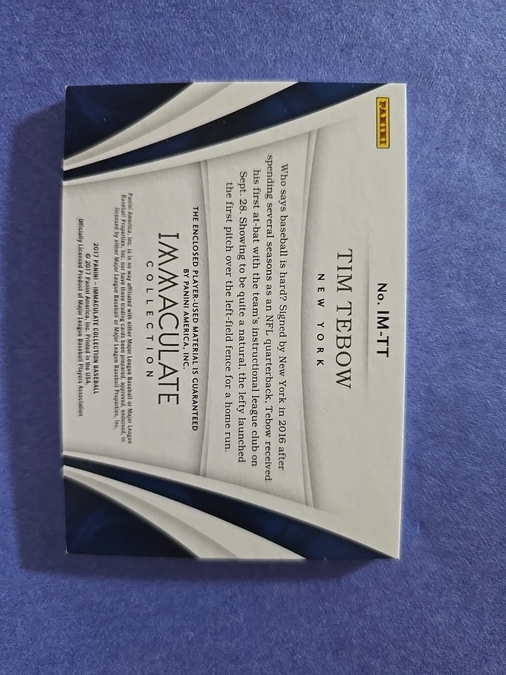 2017 Tim Tebow Immaculate Collection Material 58/99 Five Relic Jerseys NY Mets - Image 3 of 3