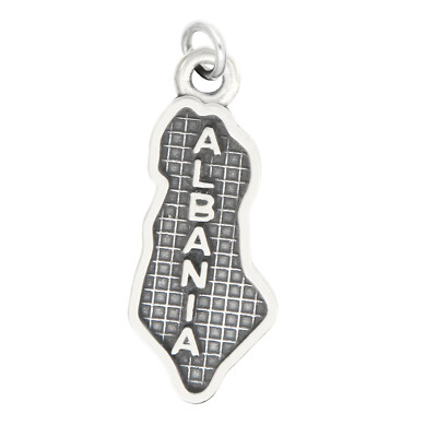 LGU  Sterling Silver Albania Country Travel Map Charm (With Options) 