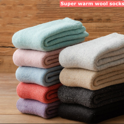 5 Pack Women Wool Cotton Crew Socks Cushioned Thicken Outdoor Warm Boot Winter