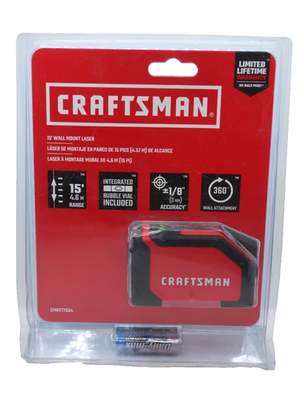 #ad Craftsman 15#x27; Wall Mount Laser w Integrated Bubble Vial CMHT77634 NEW $19.99