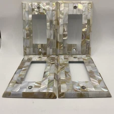 LightSwitch Wall Plate Mother of Pearl Mosaic White Outlet Cover Decorator Set/4