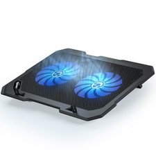 TopMate C302 Laptop Cooling Pad Ultra Slim, 2 Quiet Big Fans Blue LED Light