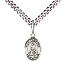 Sterling Silver Saint Peregrine Laziosi Medal Pendant 24" Endless Chain Necklace