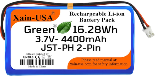 18650 3.7V 4400Mah 1S2P Rechargeable Li-Ion Battery Pack Replacement, 16.28Wh, w