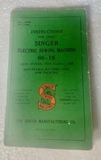 Singer 1947 Electric Sewing Machine 66-18 USA Vintage Manual Instructions