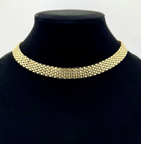 Vintage Trifari Gold Tone Chunky Statement Necklace Classic Link Choker Jewelry