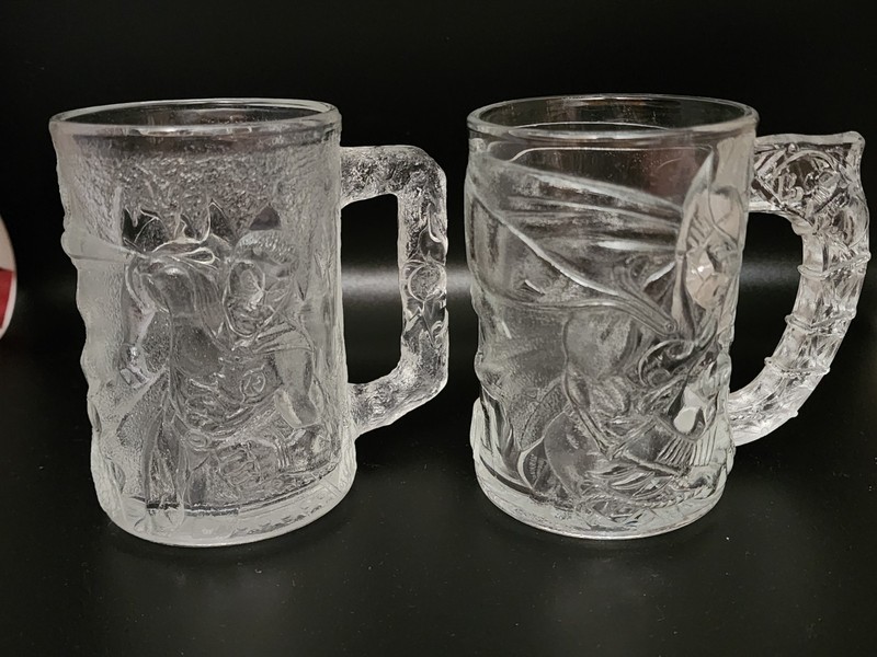 1995 Batman Forever McDonald's Glass Mugs (2) Includes 1ea Batman & Robin