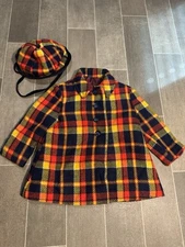 Vintage 50’s 60’s Kute Kiddie Plaid Jacket And Hat Matching Set “Measurements”