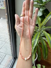 Untreated Natural Angle Skin Coral Bead Neckl...