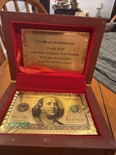 Luxurious 24K Gold Plated Playing Cards Case & Certificate With Wooden Gift Box