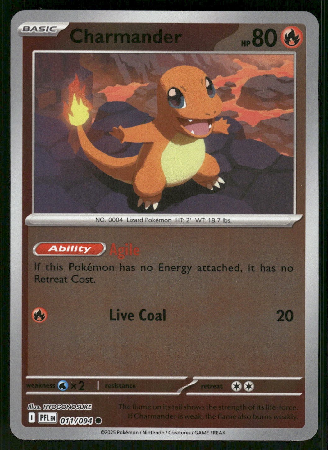 2025 Near Mint Pokemon Charmander 011/094 Phantasmal Flames PFL