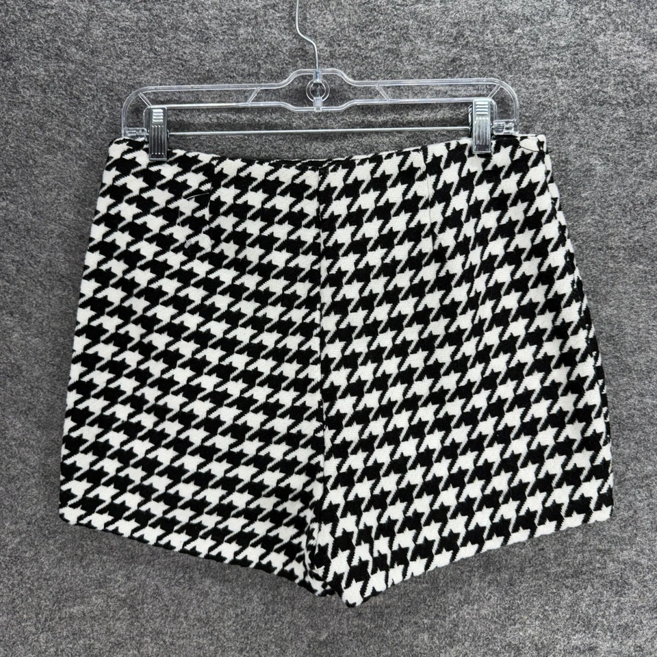 Pantalones Cortos Forever 21 Mujer L Grandes Negros Cremallera Geométrica Tiro Medio Lana Chino Foto 2 de 4