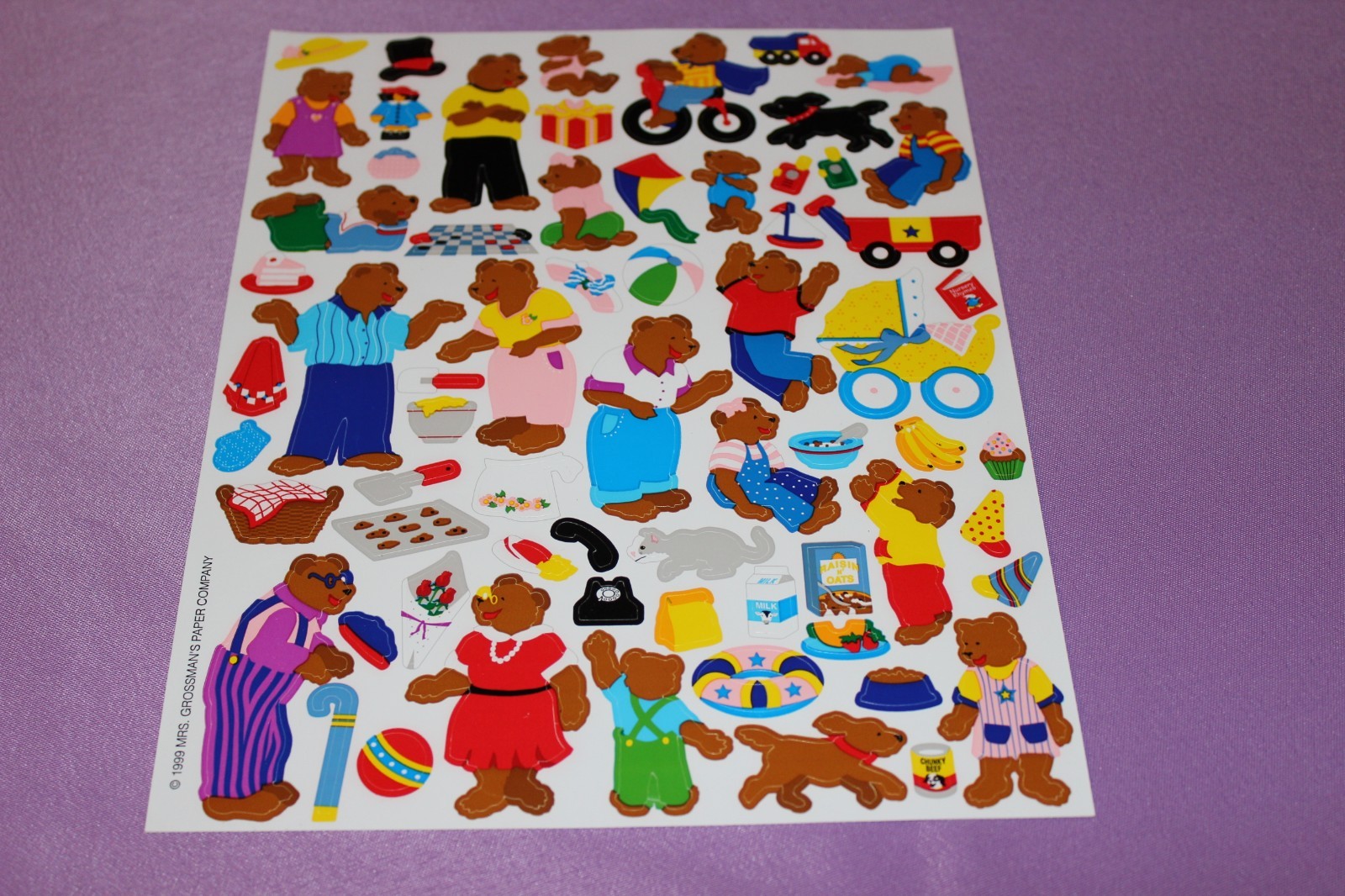 Mrs. Grossman's Large Sheet RARE 1999 Vintage Repositionable Bear Stickers!