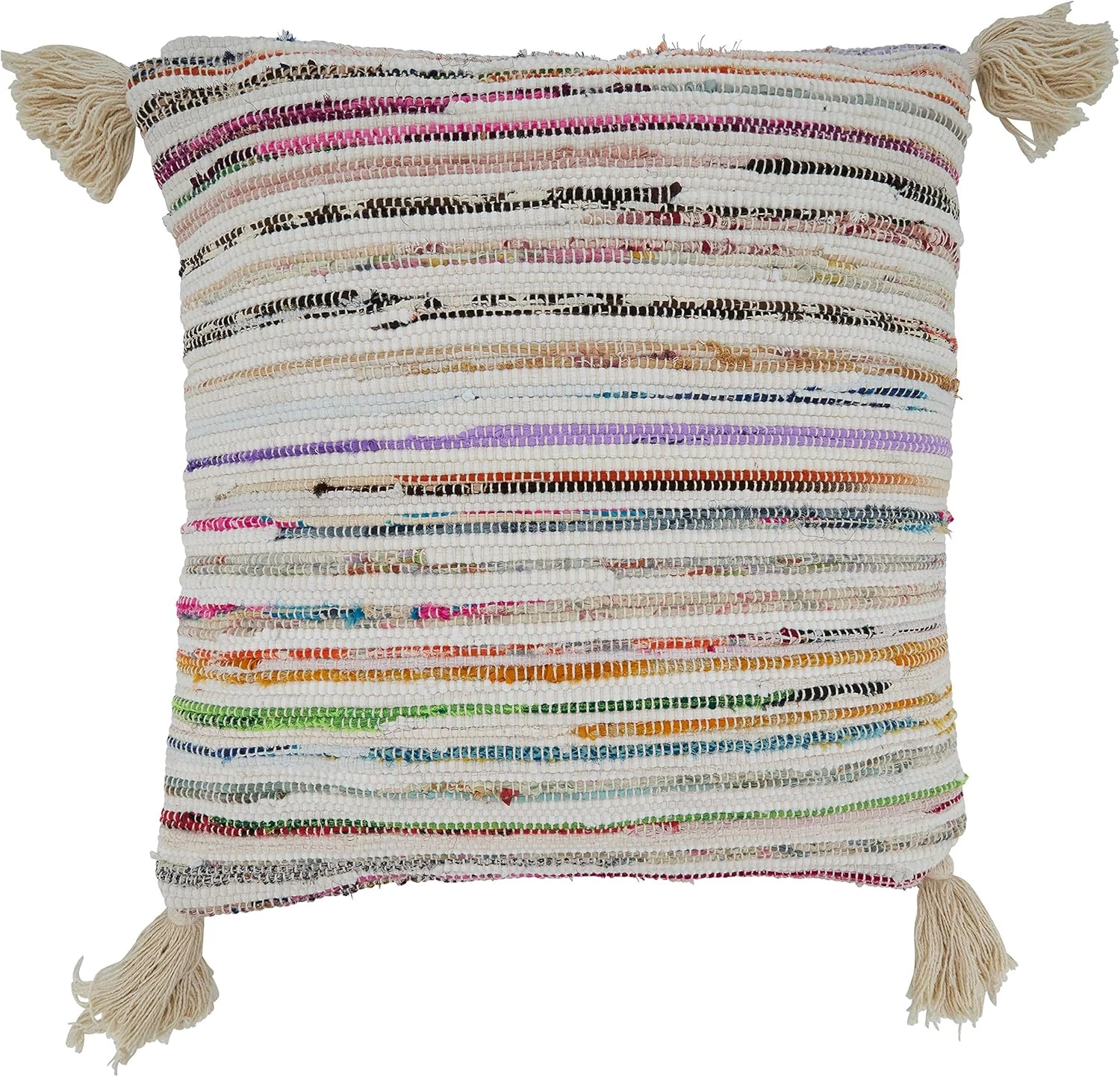 Chic Multi-Color Down Filled Chindi Throw Pillow - 20" by