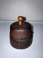 Antique VTG Dark Brown Wooden BUTTER MOLD Stamp Press Hand Press Stamp Design