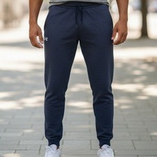 Under Armour Mens Rival Fleece Joggers Navy Blue Heather Tapered Sweatpants XL